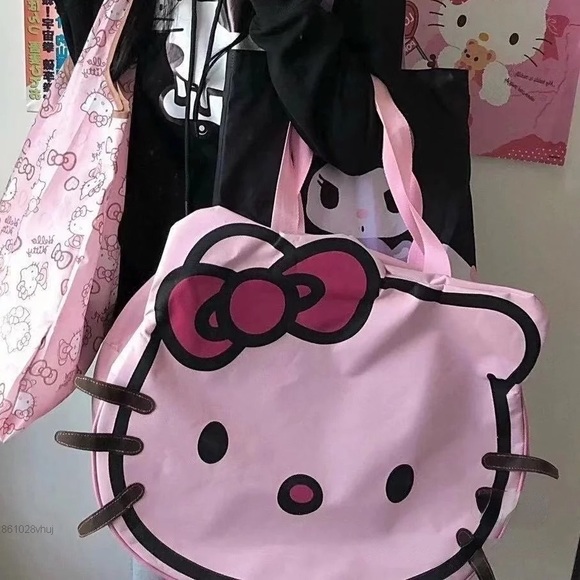 Hello kitty bag pink shoulder duffle large bag cute cartoon women travel… - Picture 9 of 9